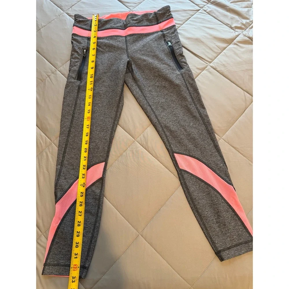 Lululemon Inspire Tight II (Mesh) Heathered Black / Grapefruit size 8 workout